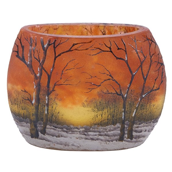 Daum, Paysage d'Hiver miniature pillow vase, Nancy, (1 of 1)