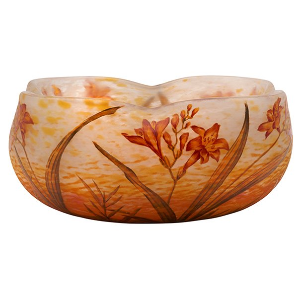 Daum, Freesia bowl, Nancy, France, cameo and enamel (1 of 5)
