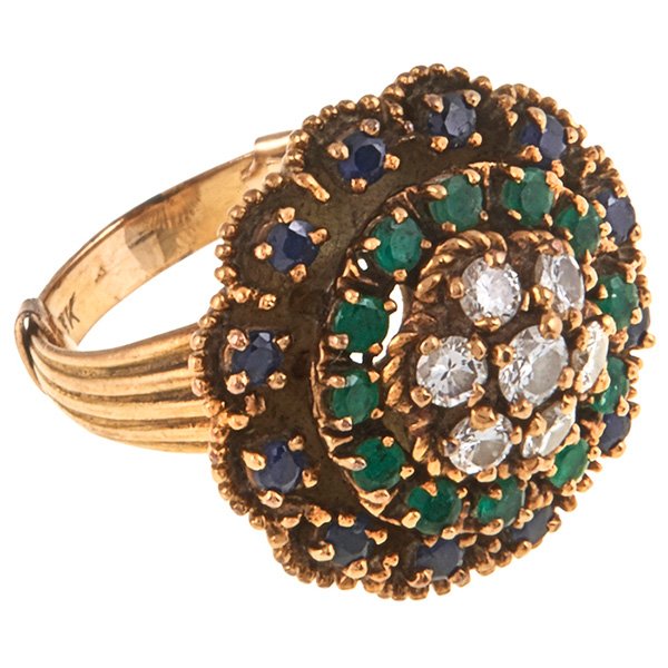 Circa 1960, diamond, emerald and sapphire cocktail (1 of 1)