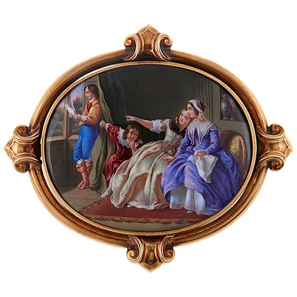 Antique Victorian, Memorial brooch, 14K yellow gold, (1 of 2)