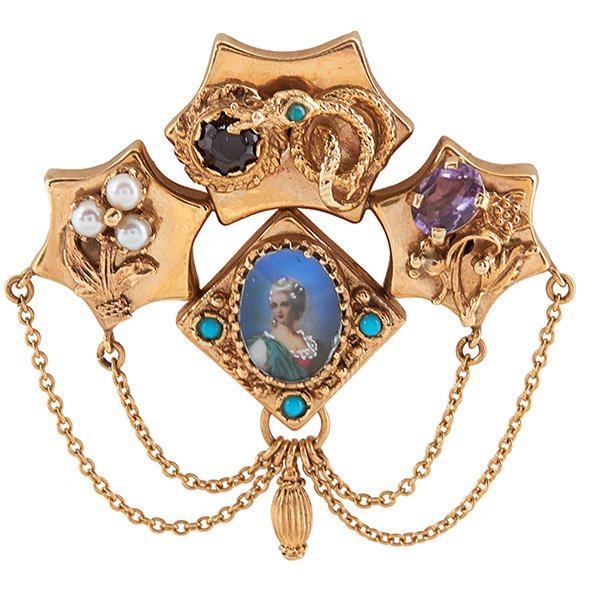 Victorian, Circa 1870, slide brooch, 14K yellow gold, (1 of 1)