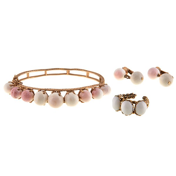 Assembled Parure, bangle bracelet and earclips, (1 of 1)