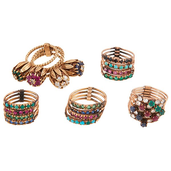 Jewelry Group, Harem / Harem Style ring sets, five, 14K (1 of 1)