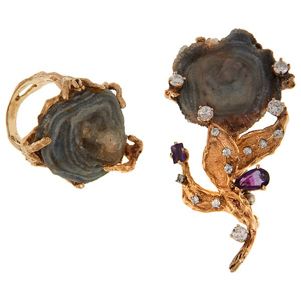 Assembled Demi-Parure, Circa 1970, amethyst, diamond (1 of 1)