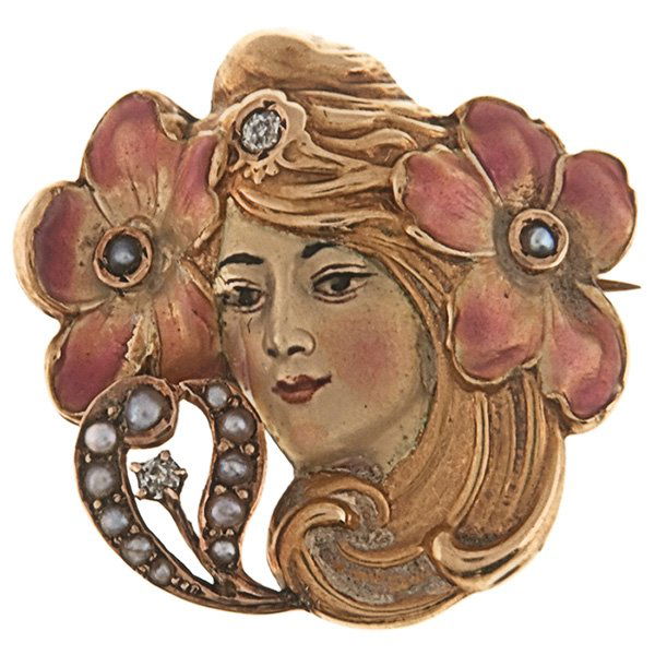 Art Nouveau, Circa 1910, yellow gold, seed pearl, (1 of 1)