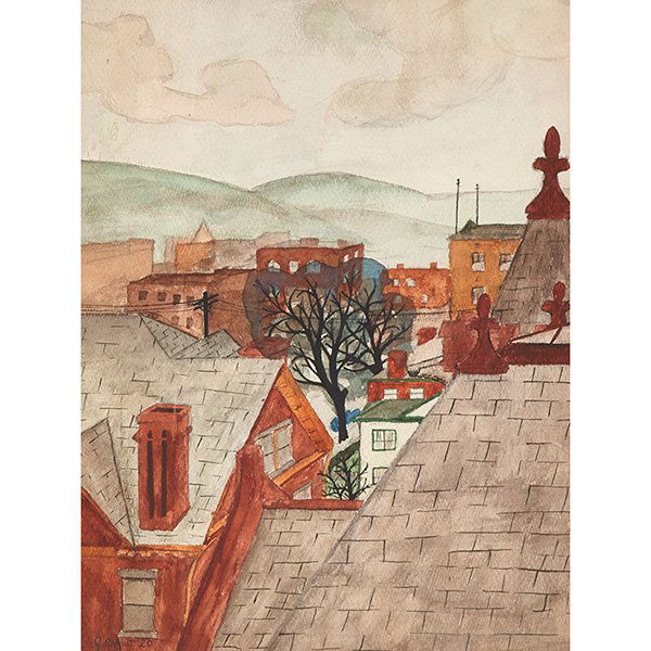 George Copeland Ault, (American, 1891-1948), Roof Tops, (1 of 2)
