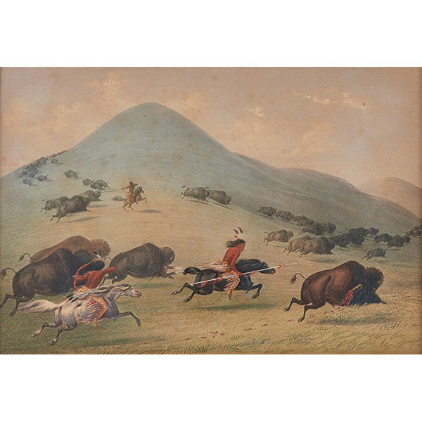 George Catlin, (American, 1796-1872), Buffalo Hunt, (1 of 2)