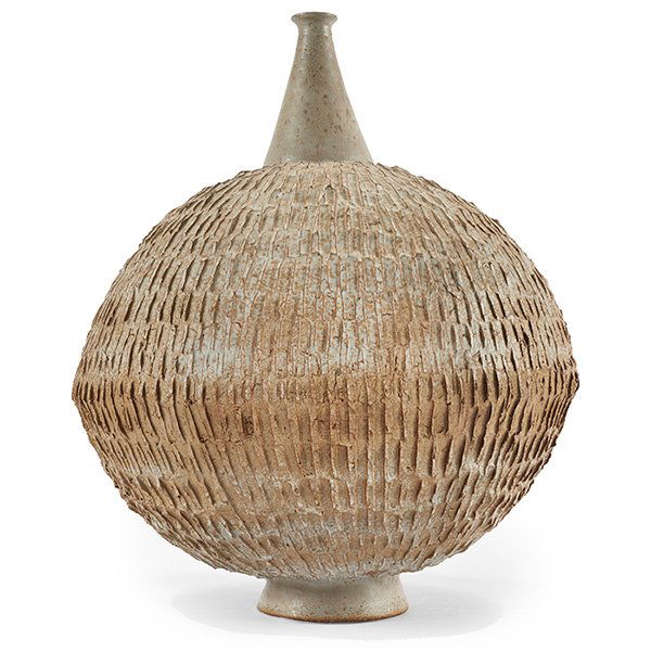 Clyde Burt large footed vase 17"h signed CB (1 of 1)