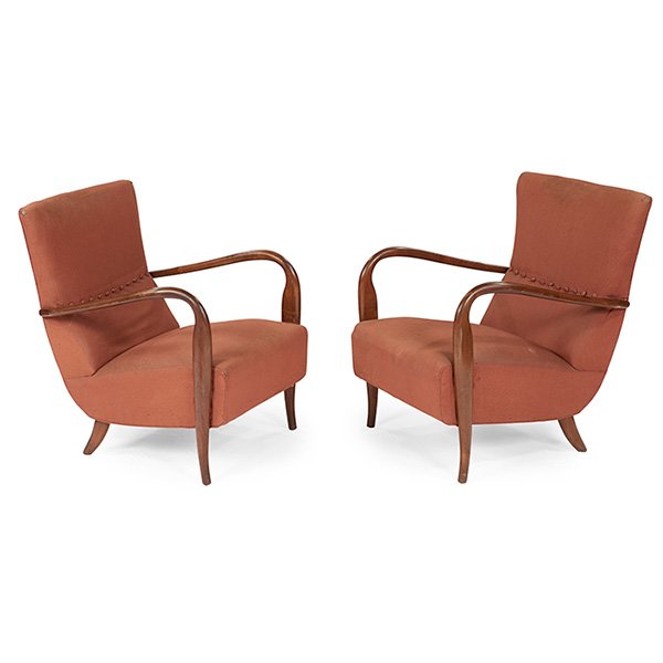 Italian lounge chairs, pair, 1950s (1 of 1)