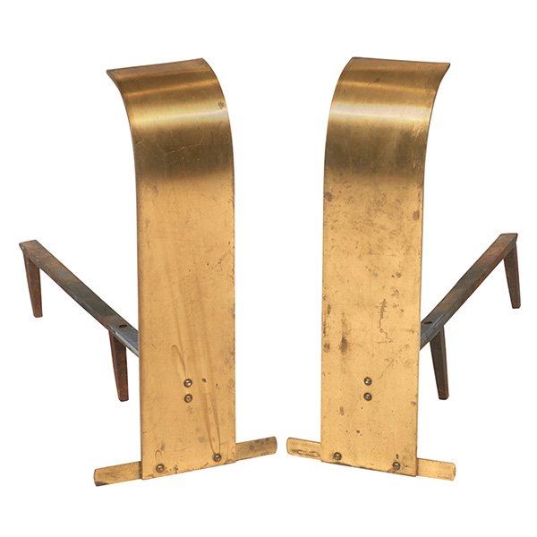 Art Deco style andirons, pair, brass (1 of 1)