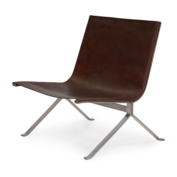 Scandinavian lounge chair, 1960s, steel, leather (1 of 1)