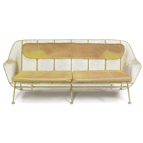Russel Woodard sofa, metal mesh seat
