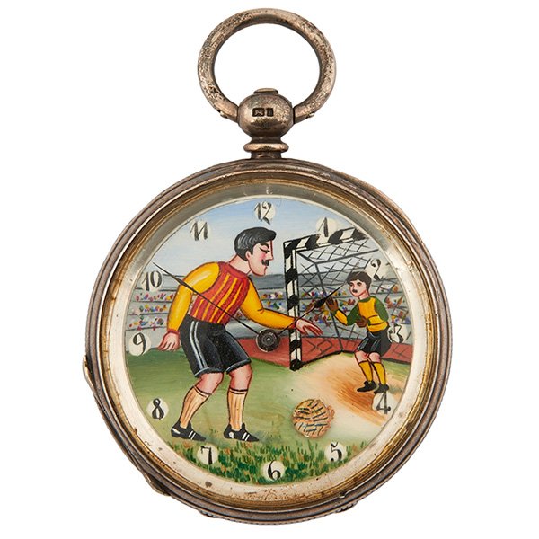 Andre Mathey Soccer open face pocket watch: Andre Mathey, Soccer open face pocket watch, silver case, Max Steyerman, Birmingham, 1881, 2"dia