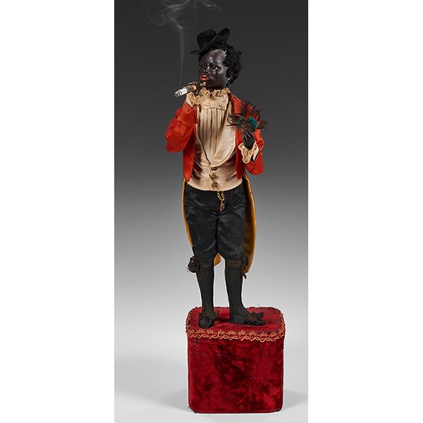 Leopold Lambert Negre Fumeur smoking automaton: Leopold Lambert, Negre Fumeur smoking automaton, 6 1/4"w x 5 1/2''d x 23''h