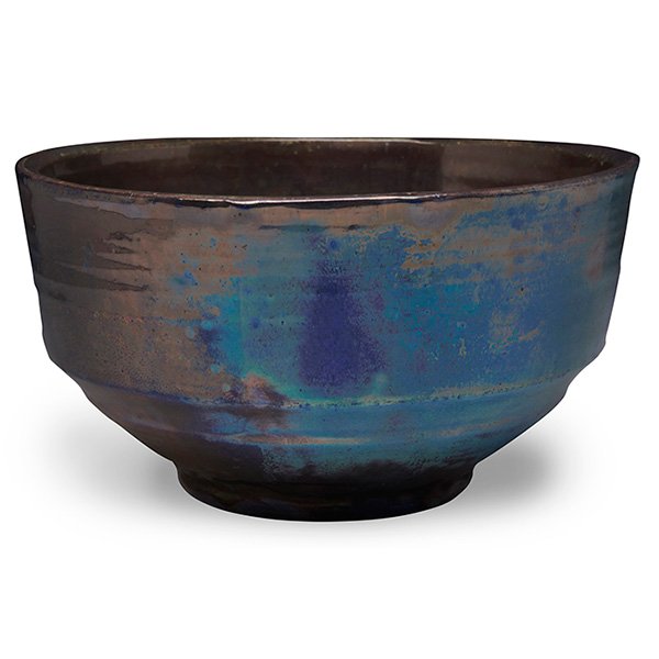 Pewabic bowl 8.5"dia x 4.5"h: Pewabic, bowl, Detroit, MI, metallic glazed ceramic, marked, 8.5"dia x 4.5"h
