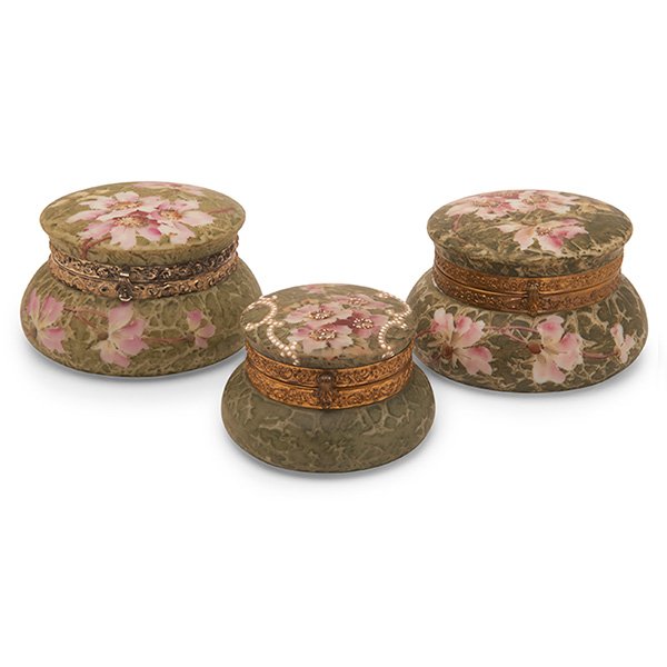 C.F. Monroe Company Kelva boxes, three 6.5"dia x 3.5"h (1 of 1)