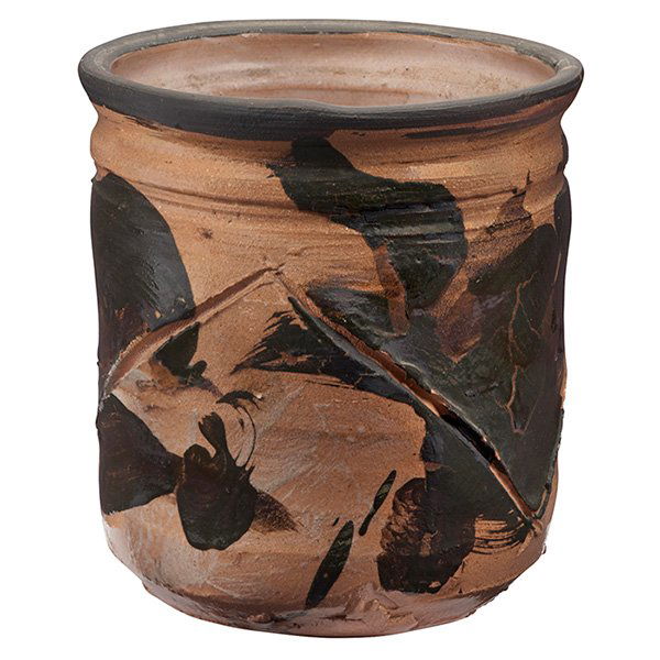 Peter Voulkos (1924-2002) vase 5.75"dia x 6"h: Peter Voulkos (1924-2002), vase, USA, 1961, hand-decorated and incised stoneware, signed "Voulkos 61", 5.75"dia x 6"h. Provenance: Estate of Max D. Weaver, artist and Brigham Young University art prof