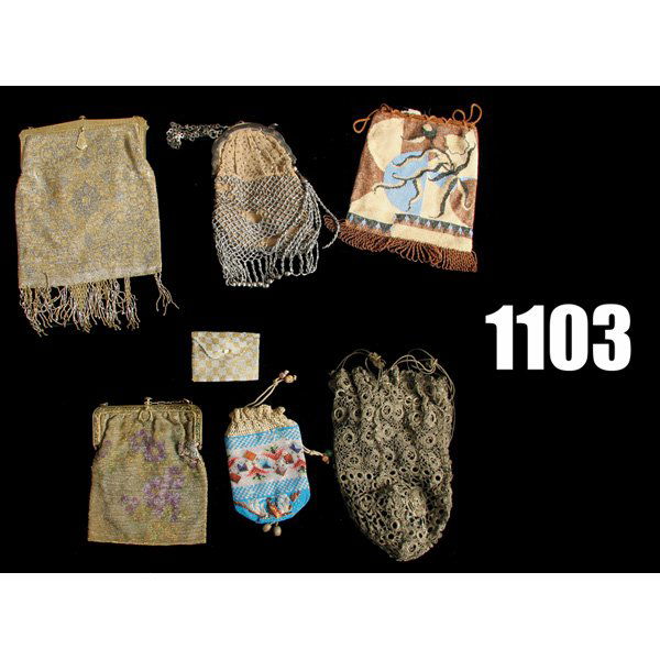 Vintage Beaded and Mesh purses, lot of seven: Vintage Beaded and Mesh purses, lot of seven, some with intricate metal frames, largest 7.5",