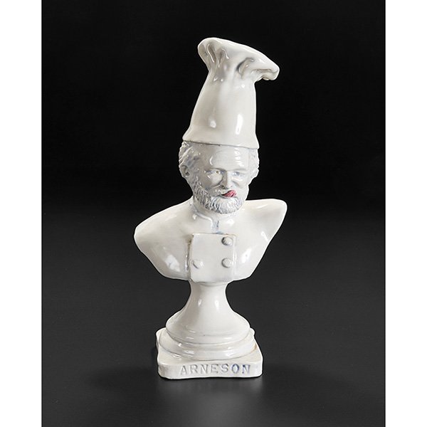 Robert Arneson, (American, 1930-1992), What's Cooking: Robert Arneson, (American, 1930-1992), What's Cooking Gerald?, 1972, glazed ceramic, stamped, dated and titled, 10.25"h Provenance: Provenance: Franklin Parrasch Gallery, New York, New York Private Mi