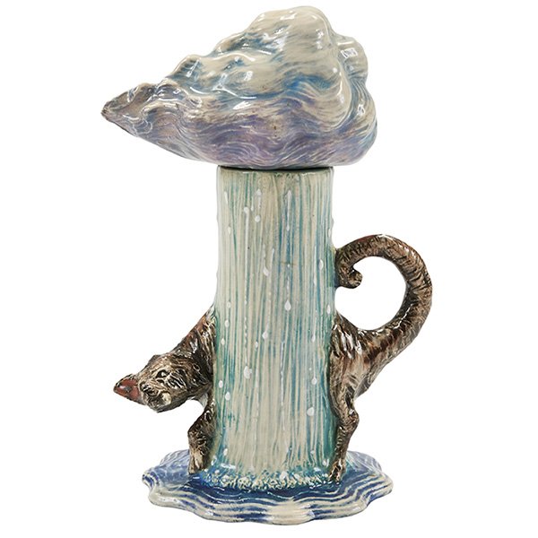 Jack Earl, (American, b. 1934), A Little Rain Must Fall: Jack Earl, (American, b. 1934), A Little Rain Must Fall Upon Each Dog, 1991, ceramic, signed and dated, 6.5"h x 4.25"w x 3"d