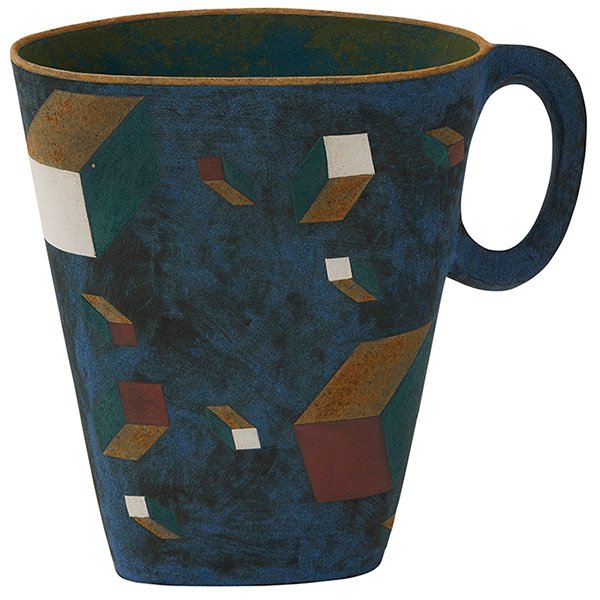 Elizabeth Fritsch, (British, b. 1940), Optical Cup,: Elizabeth Fritsch, (British, b. 1940), Optical Cup, earthenware, 7"h x 7.5"w x 2.5"d. Provenance: Provenance: Private Collection, London, England Maak Contemporary Ceramics, May 12, 2011, Lot 169 Exhi