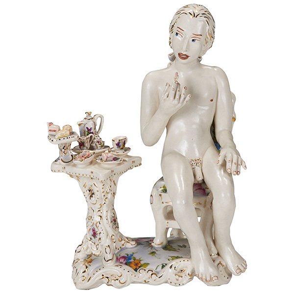 Chris Antemann, (American, b. 1970), Coffee, Tea or Me: Chris Antemann, (American, b. 1970), Coffee, Tea or Me I, 2011, porcelain, decals, luster, signed and dated, 10.5"h x 7.5"w x 4.5"d. Provenance: Provenance: Tory Folliard Gallery, Milwaukee, Wisconsin