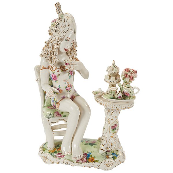 Chris Antemann, (American, b. 1970), Coffee, Tea or Me: Chris Antemann, (American, b. 1970), Coffee, Tea or Me II, 2011, porcelain, decals, luster, 10"h x 7"w x 4"d. Provenance: Provenance: Tory Folliard Gallery, Milwaukee, Wisconsin