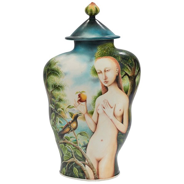 Kurt Weiser, (American, b. 1950), Untitled: Kurt Weiser, (American, b. 1950), Untitled, 1995, china paint and overglaze, 20"h x 10"w x 6"d. Provenance: Provenance: Perimeter Gallery, Chicago, Illinois