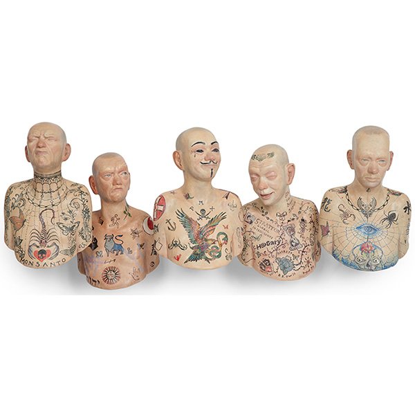 Richard Stipl, (Czech, b. 1968), Slander: Richard Stipl, (Czech, b. 1968), Slander, 2013, clay, oil paint, shellac, 9"h x 27"w (overall). Provenance: Provenance: Christopher Cutts Gallery, Toronto, Ontario