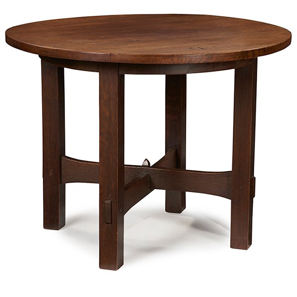 Gustav Stickley lamp table, #626 39.5"dia x 30"h (1 of 1)