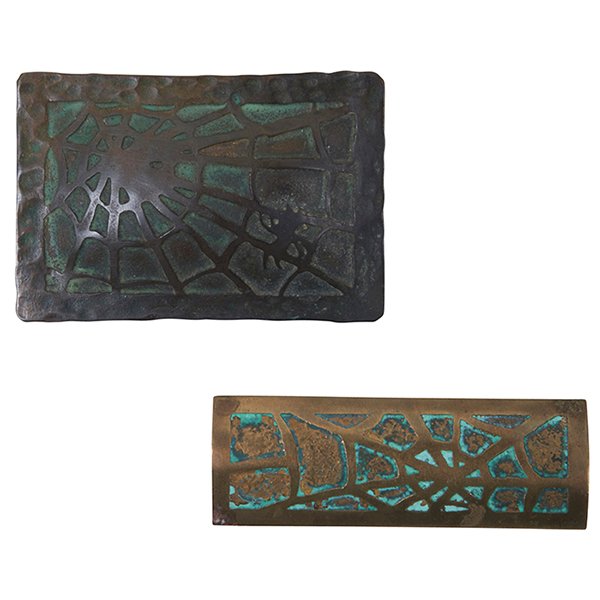 American Arts & Crafts Spider Web brooches, two larger: (1 of 1)