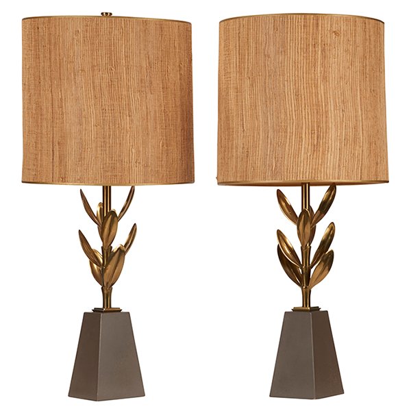 Stiffel Floriform table lamps, pair bases: 5.5"w x (1 of 1)