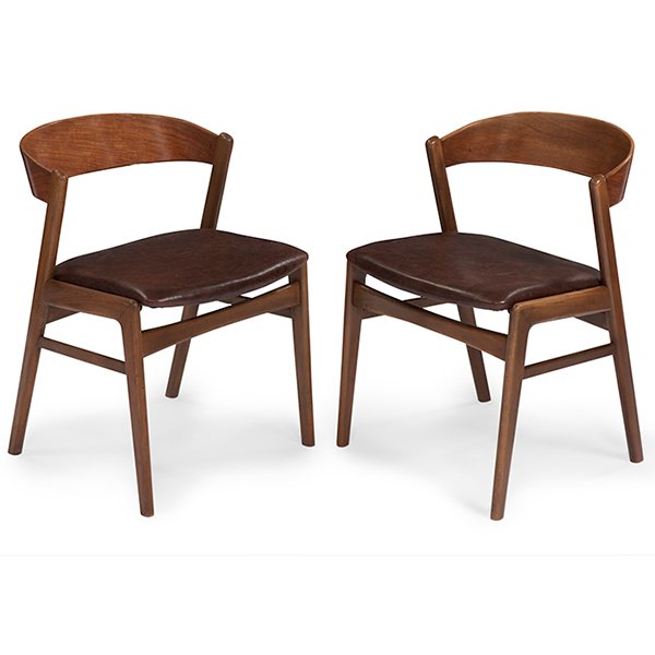 Kai Kristiansen (b.1929) for Korup Stolefabrik chairs,: Kai Kristiansen (b.1929) for Korup Stolefabrik, chairs, pair, Sweden, beech, leather, unsigned, 20.5"w x 21"d x 29"h