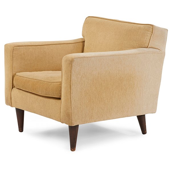 Edward Wormley (1907-1995) for Dunbar lounge chair: Edward Wormley (1907-1995) for Dunbar, lounge chair, Berne, IN, USA, 1960s, walnut, upholstery, unsigned, sofa: 90.5"w x 37"d x 27"h