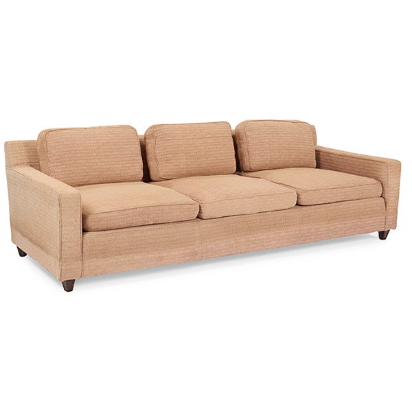Edward Wormley (1907-1995) for Dunbar sofa 90.5" signed: Edward Wormley (1907-1995) for Dunbar, sofa, Berne, IN, USA, 1960s, walnut, upholstery, signed with "Dunbar For Modern" cloth tag, 90.5"w x 37"d x 27"h