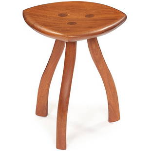 Steven Spiro (American, 20th c.) stool 14.75"w x 13.5"d: Steven Spiro (American, 20th c.) stool, USA, 1982, walnut, carved signature and date "Spiro 82", 14.75"w x 13.5"d x 18"h