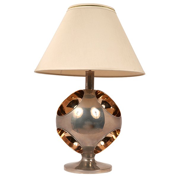1950s, designer unknown large table lamp 14"dia x 22"h; (1 of 2)