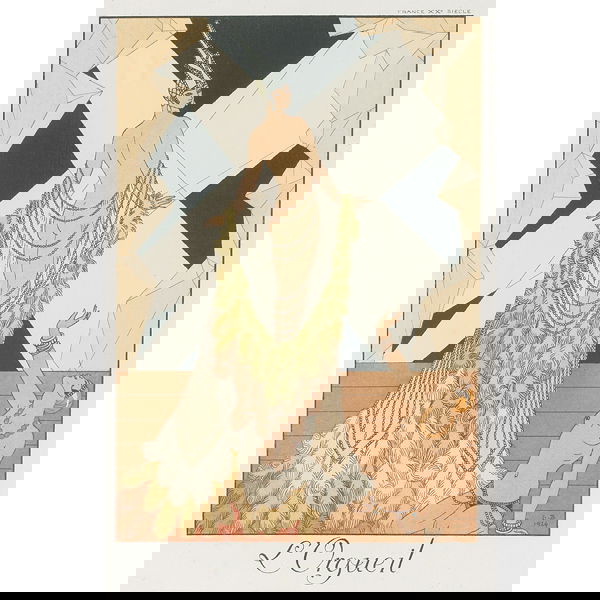 Georges Barbier (French, 1882-1932) "L'Orgueil", p: Georges Barbier (French, 1882-1932) "L'Orgueil", print, signed, dated 1924, matted, framed, 6" x 4"