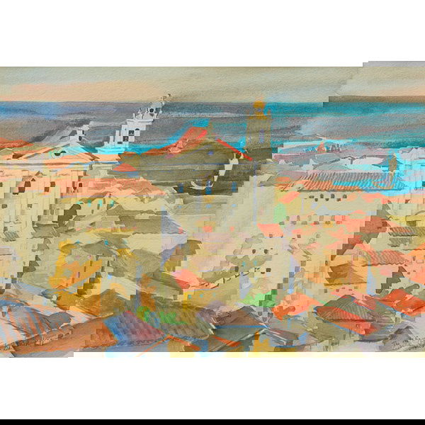 Robert Lee Eskridge, ot of three works on paper: Robert Lee Eskridge (American, 1891-1975) lot of three works on paper, one pictured: "Portugal", c. 1940; watercolor/paper, 15" x 22", all signed; titles.