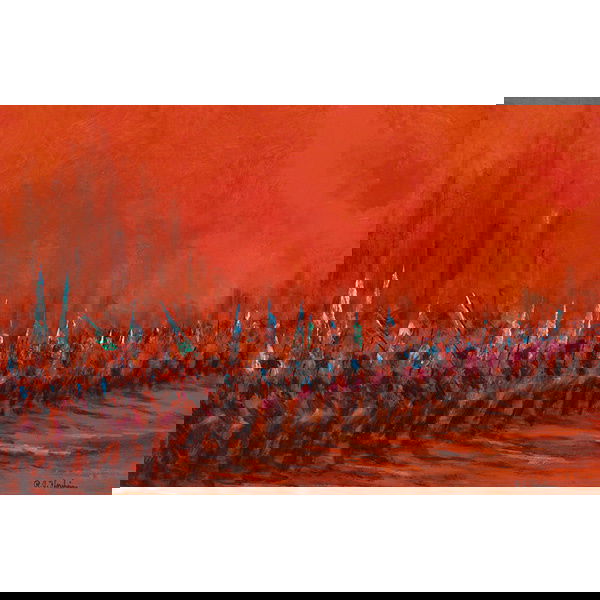 Richard Florsheim, Heroes, oil: Richard Florsheim (American, b. 1916), "Heroes", oil on board, signed, framed, 11.5" x 17.5". Chicago painter. He studied at the University of Chicago with Aaron Bohrod. He has a one-man exhibit at th