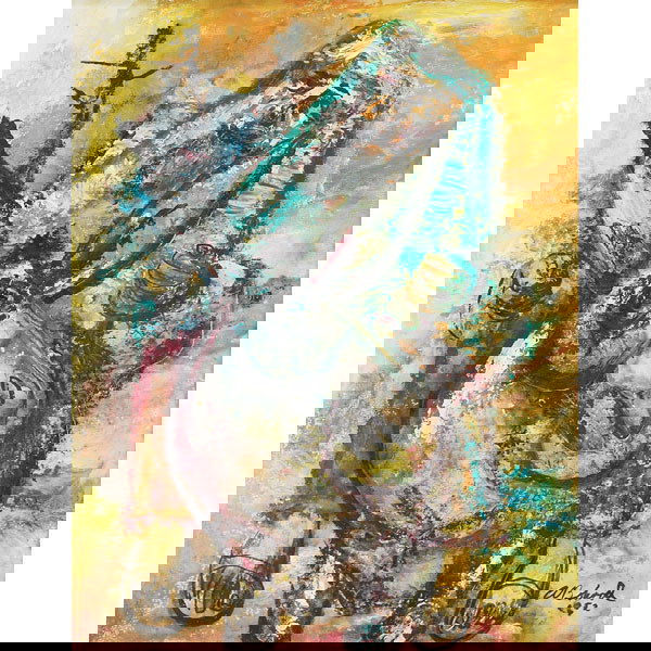 800. Aaron Bohrod, Moses, oil: Aaron Bohrod (American, 1907-1992), "Moses", c. 1952; oil/board, 14" x 11", signed and dated.