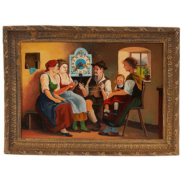 Antique Family Time picture clock (1 of 1)