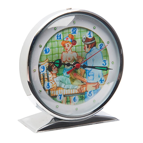 Erotic Patient, Nurse and Doctor Threesome desk clock: Erotic, Patient, Nurse and Doctor Threesome desk clock, 4.5"w x 5"h