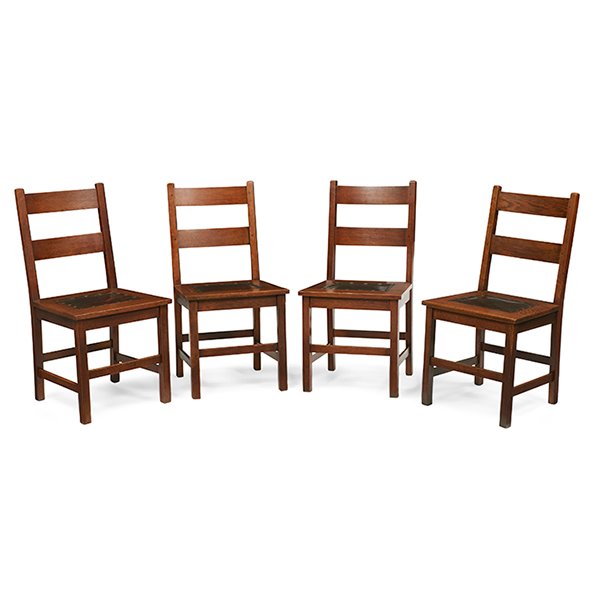 Gustav Stickley assembled set of nine chairs, #357; (1 of 1)