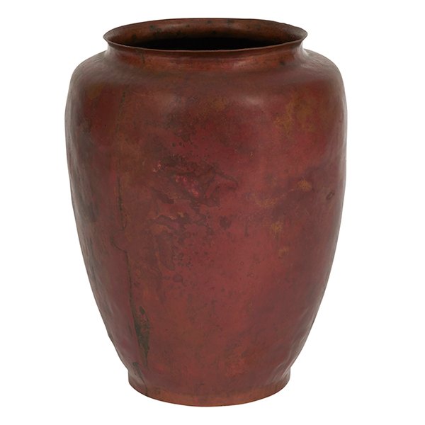 Dirk van Erp (1860-1933) Red Warty vase 5.5"dia x 7"h (1 of 4)
