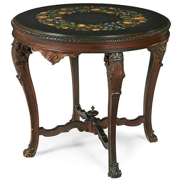 Italian Rose and Morning Glory pietra dura occasional (1 of 2)