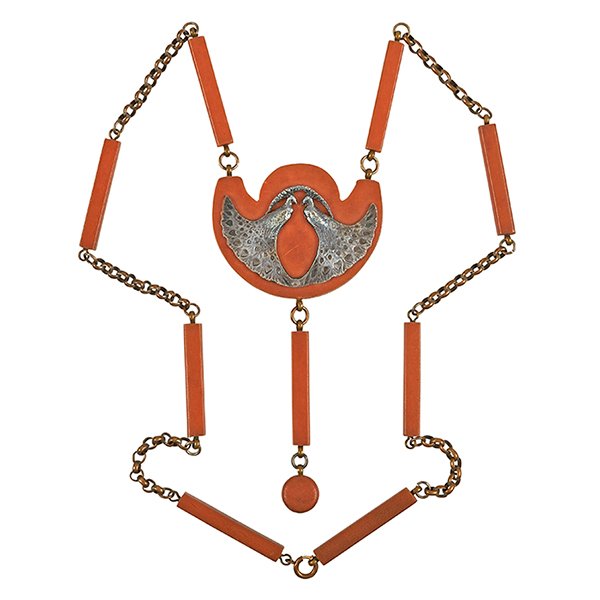 Art Deco Peacocks pendant necklace 26 3/4"l (1 of 1)