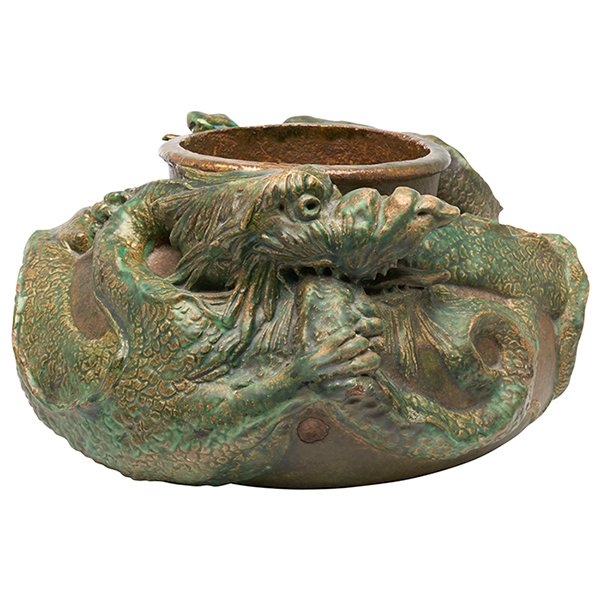 European Art Pottery Dragon vase 13"dia x 6.5"h (1 of 4)