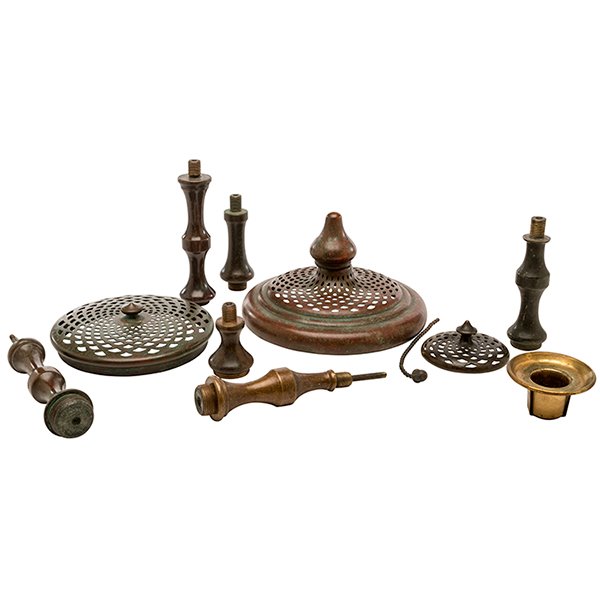 Tiffany Studios lamp hardware: Tiffany Studios, lamp hardware, New York, NY, bronze, 11 pieces total