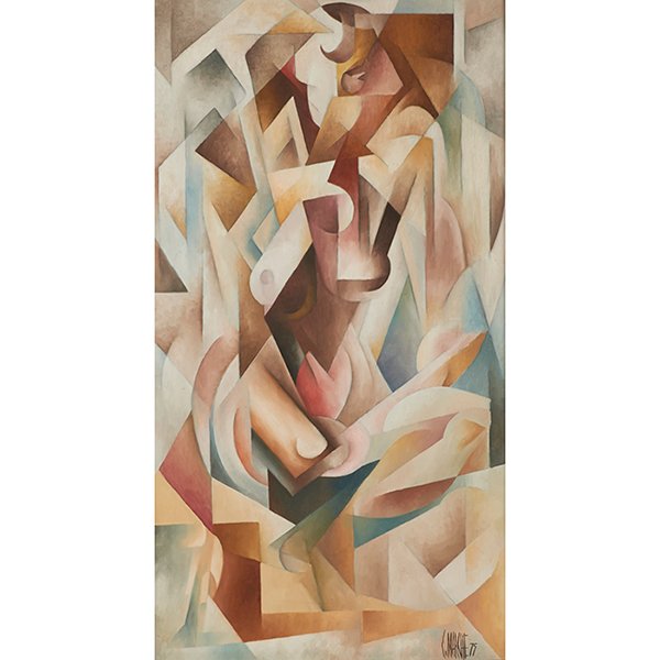 Christian Marche, (American, 20th century), Cubist: Christian Marche, (American, 20th century), Cubist Nude, 1975, oil on canvas, signed and dated lower right, 36" x 19.5"